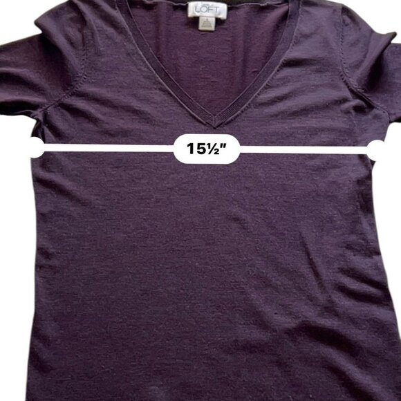 Loft Anne Taylor Silk Blend V-Neck Sweater Womens S Long Sleeve Eggplant Classic - Picture 9 of 11